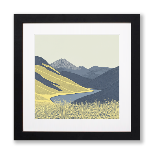 Grisedale Pike in the Lake District Linoprint-Style Art (2439-1)
