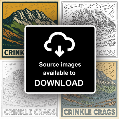 Mountains Linoprint-Style Art (c382)