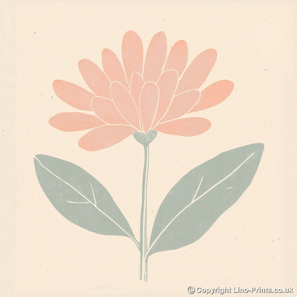 Chrysanthemum Linoprint-Style Art (1507-1)