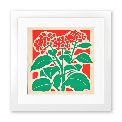 Lantana Linoprint-Style Art (1658-1)