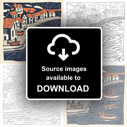 Wells-next-the-Sea, Norfolk Linoprint-Style Art (160-1)