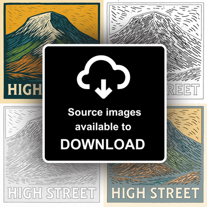 Mountains Linoprint-Style Art (c374)
