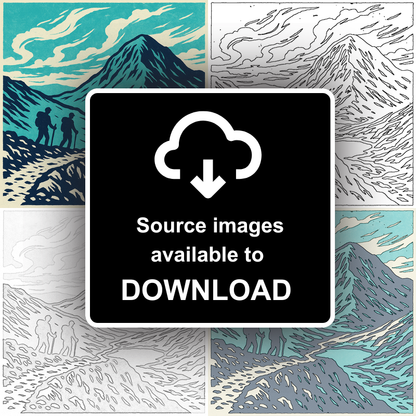 Mountains Linoprint-Style Art (c371)