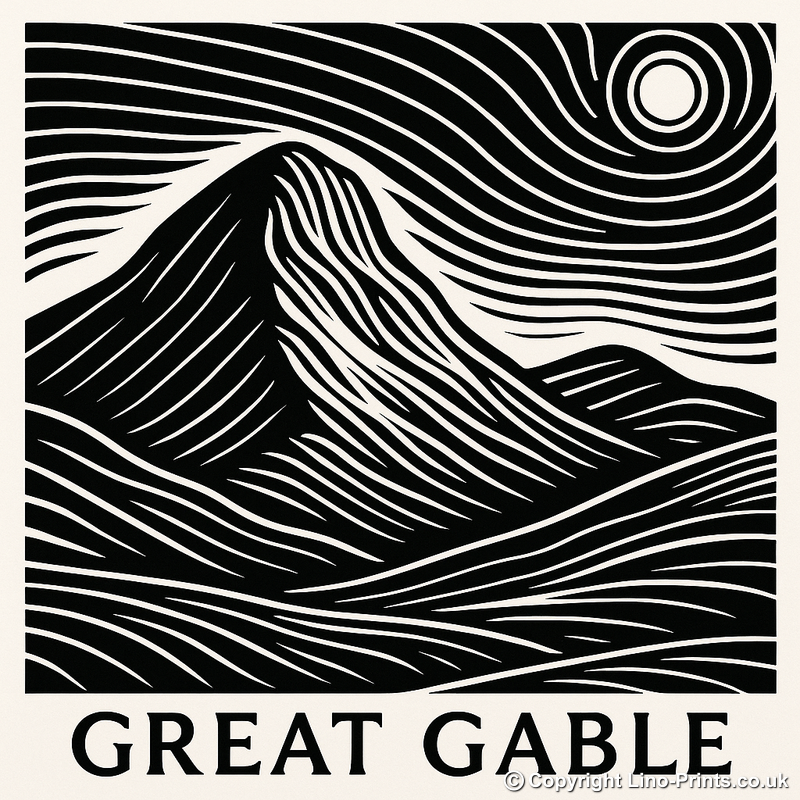 Mountains Linoprint-Style Art (c368)