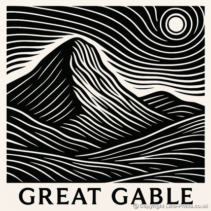 Mountains Linoprint-Style Art (c368)