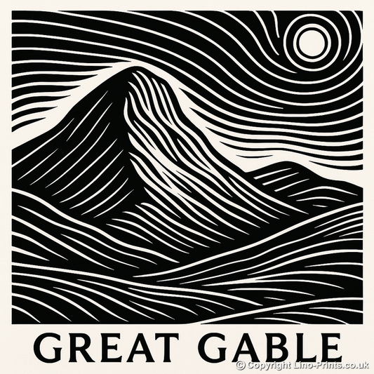 Mountains Linoprint-Style Art (c368)