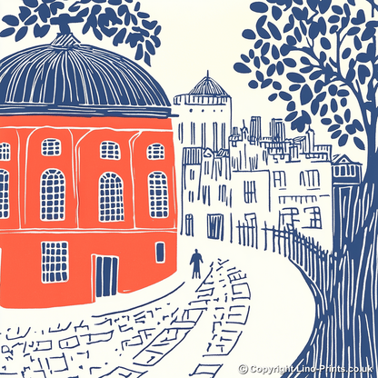 Oxford Radcliffe Camera Linoprint-Style Art (862-1)