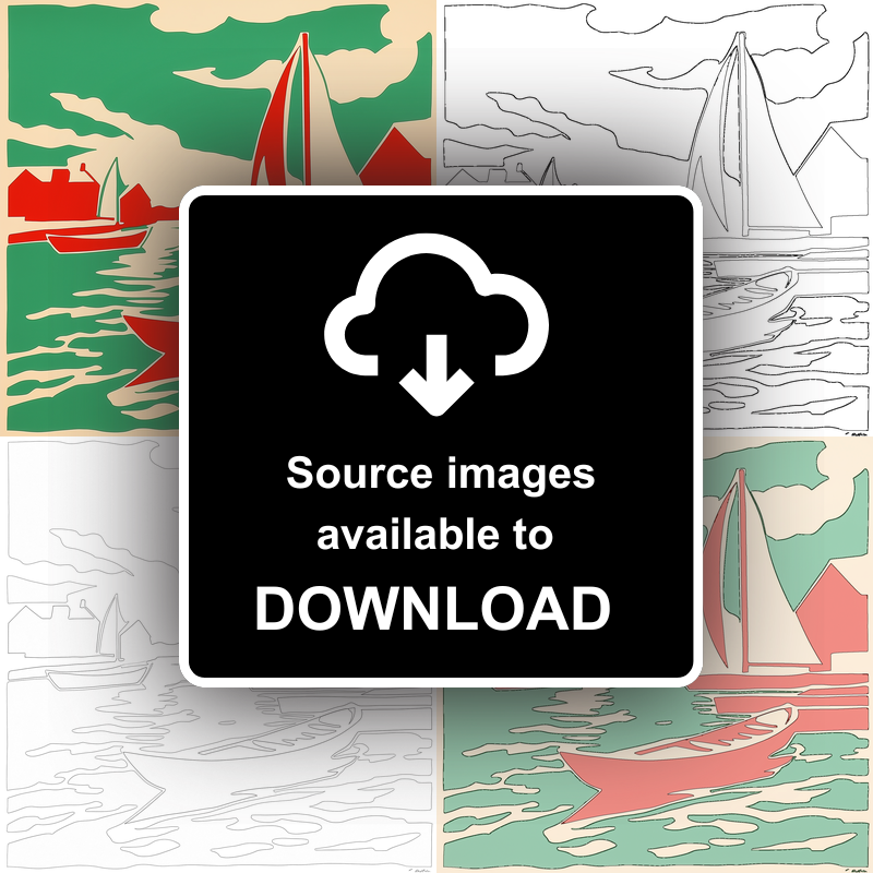 Boats moored at Potter Heigham Linoprint-Style Art (2161-1)