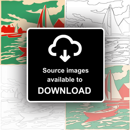 Boats moored at Potter Heigham Linoprint-Style Art (2161-1)