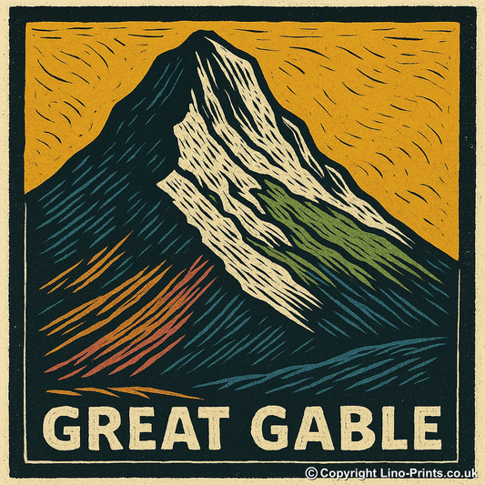 Mountains Linoprint-Style Art (c395)