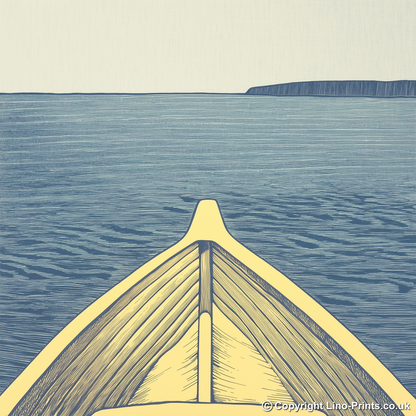 Boat bow cutting through water Linoprint-Style Art (2367-1)