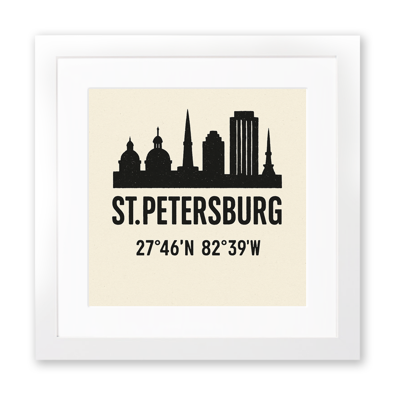 Place Coordinates Linoprint-Style Art (c271)