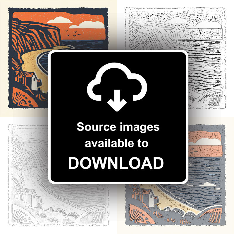 Sandwood Bay, Sutherland Linoprint-Style Art (152-2)