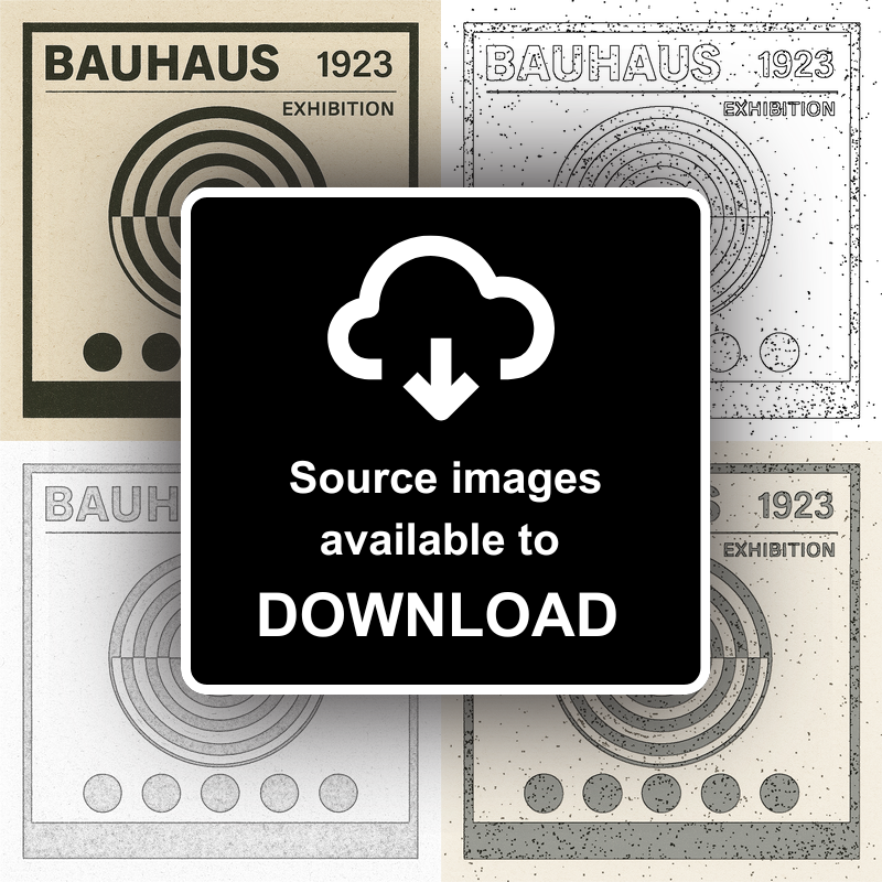 Bauhaus Design Linoprint-Style Art (c474)