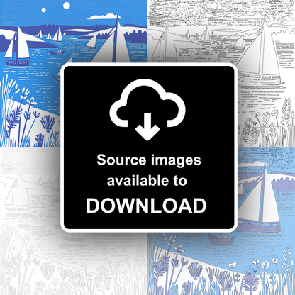 Flotilla of sails on Hickling Broad Linoprint-Style Art (1788-1)