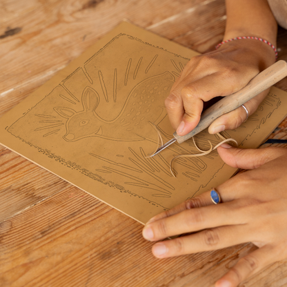Cute Fawn (Baby Deer)   Linoprint-Style Art (55-1)