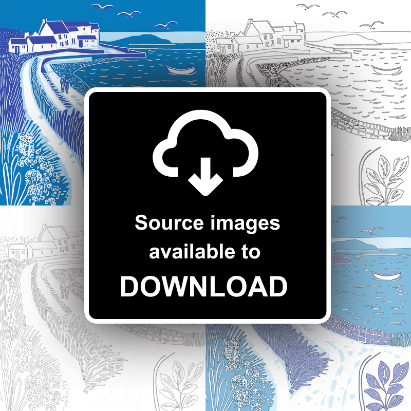 Porthcawl, Bridgend Linoprint-Style Art (1100-1)