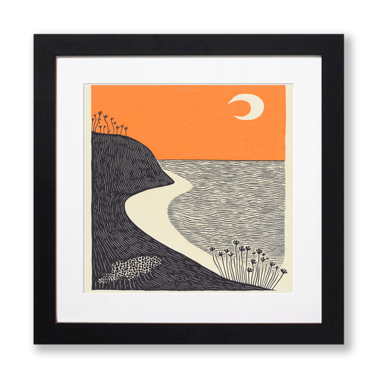 Barafundle Bay, Pembrokeshire Linoprint-Style Art (285-1)