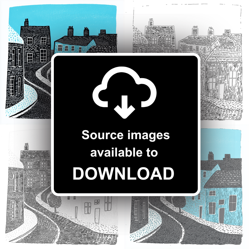 Grey Street, Newcastle Linoprint-Style Art (562-1)