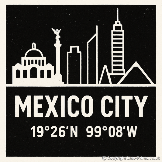 Place Coordinates Linoprint-Style Art (c283)