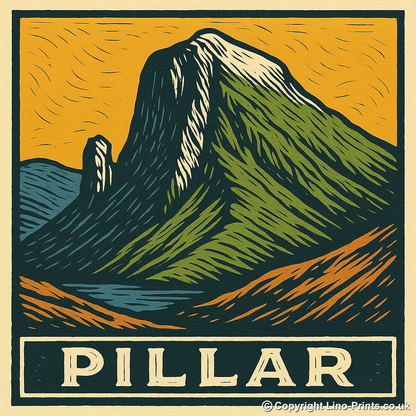 Mountains Linoprint-Style Art (c390)