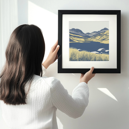 Angle Tarn Pikes view Linoprint-Style Art (2357-1)
