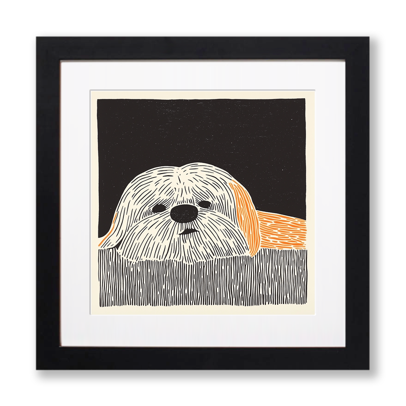 Shih Tzu Linoprint-Style Art (1486-1)