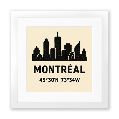 Place Coordinates Linoprint-Style Art (c296)
