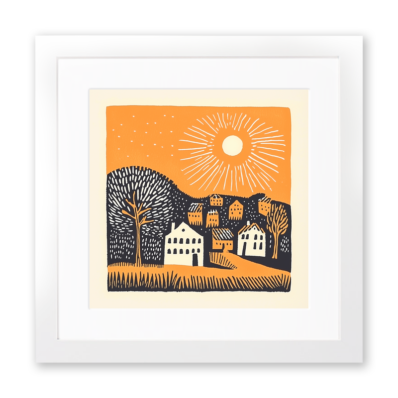Lisbon Alfama district Linoprint-Style Art (182-2)