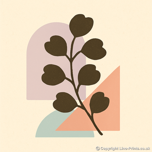 Flowers and Plants Linoprint-Style Art (c535)