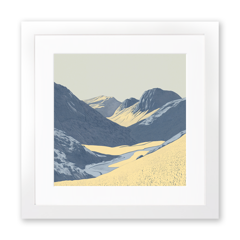 Great Gable in the Lake District Linoprint-Style Art (2436-2)