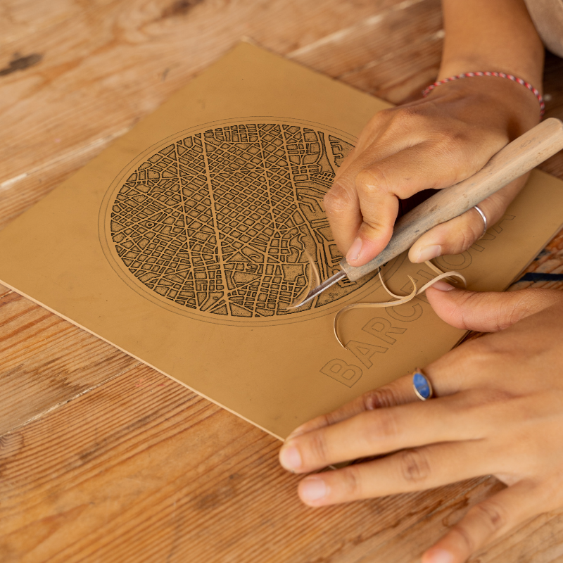 Maps Linoprint-Style Art (c37)