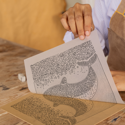 Beluga whale Linoprint-Style Art (744-1)