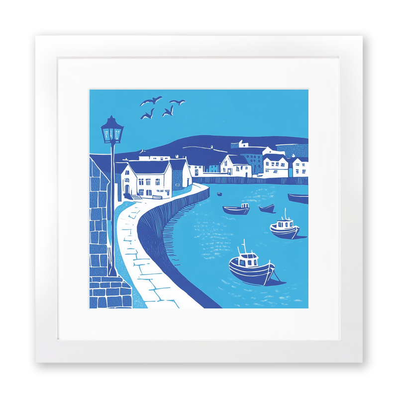 Whitby Harbour, North Yorkshire Linoprint-Style Art (1116-1)