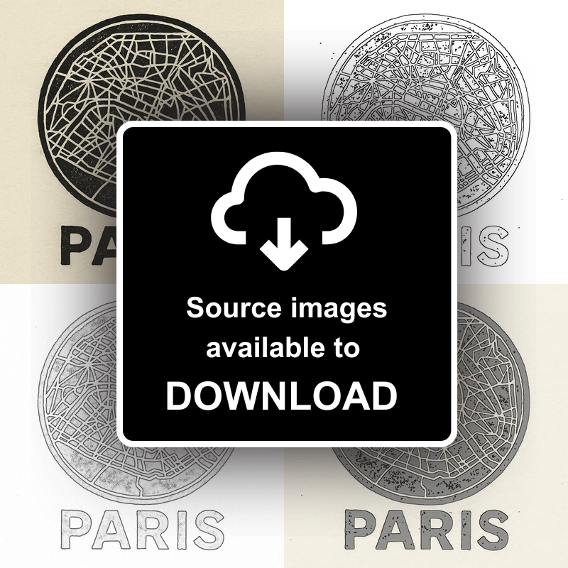 Maps Linoprint-Style Art (c18)