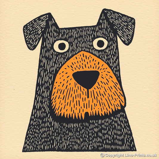 Airedale Terrier Linoprint-Style Art (1445-2)