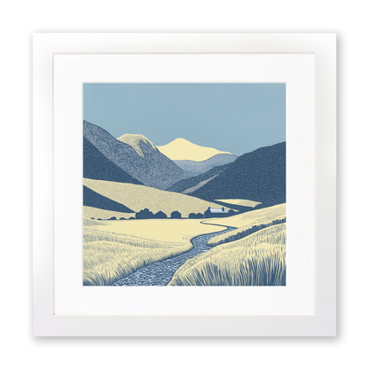 Great Gable in the Lake District Linoprint-Style Art (2436-1)