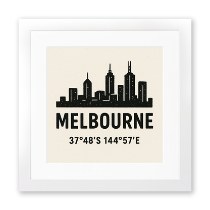 Place Coordinates Linoprint-Style Art (c322)