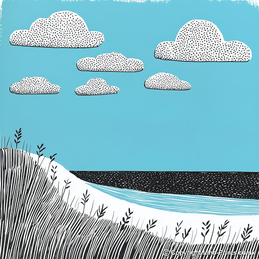 Formby Beach, Merseyside Linoprint-Style Art (798-1)