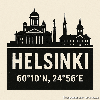 Place Coordinates Linoprint-Style Art (c297)