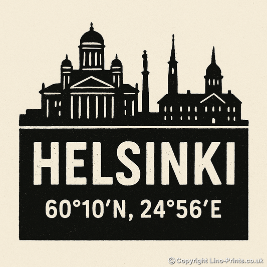 Place Coordinates Linoprint-Style Art (c297)