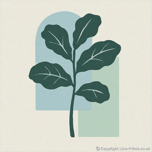 Flowers and Plants Linoprint-Style Art (c506)