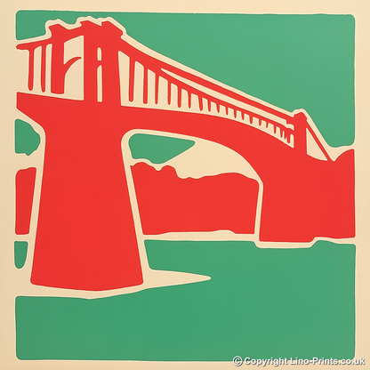 Clifton Suspension Bridge, Bristol Linoprint-Style Art (332-1)