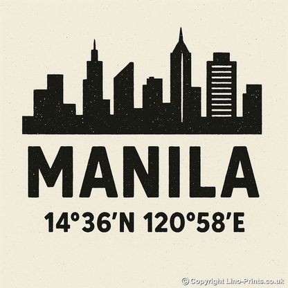 Place Coordinates Linoprint-Style Art (c275)