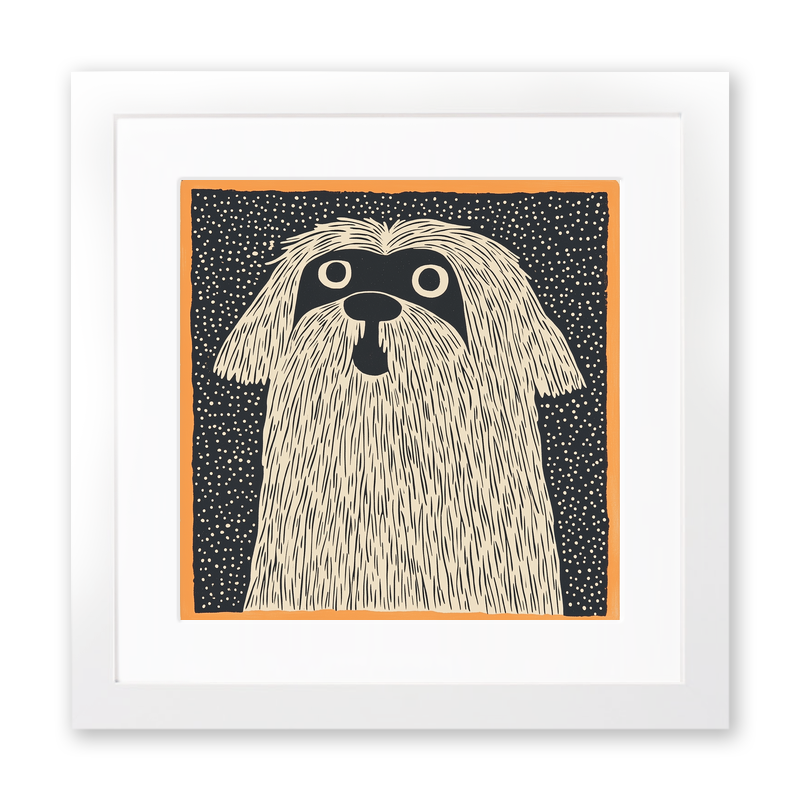 Lhasa Apso Linoprint-Style Art (1475-1)