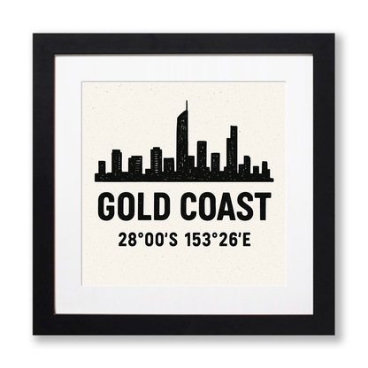 Place Coordinates Linoprint-Style Art (c251)