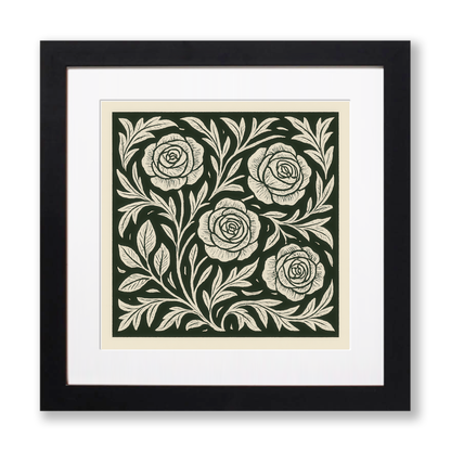 Flowers Linoprint-Style Art (c9)