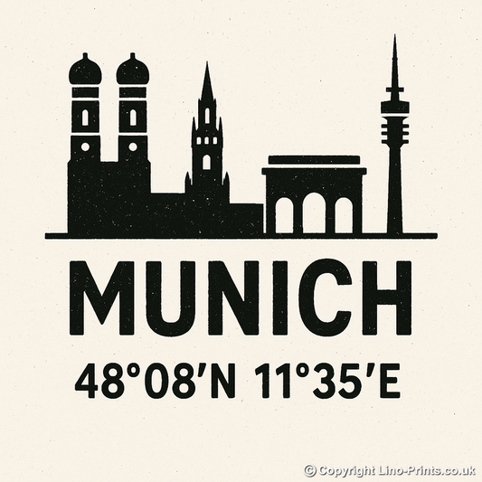 Place Coordinates Linoprint-Style Art (c254)