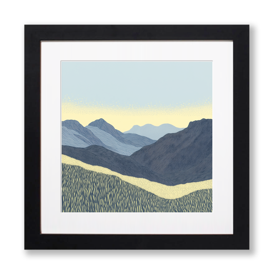 Scafell in the Lake District Linoprint-Style Art (2532-9)
