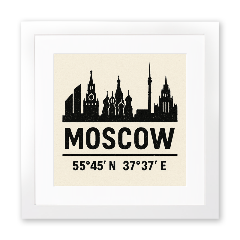 Place Coordinates Linoprint-Style Art (c335)